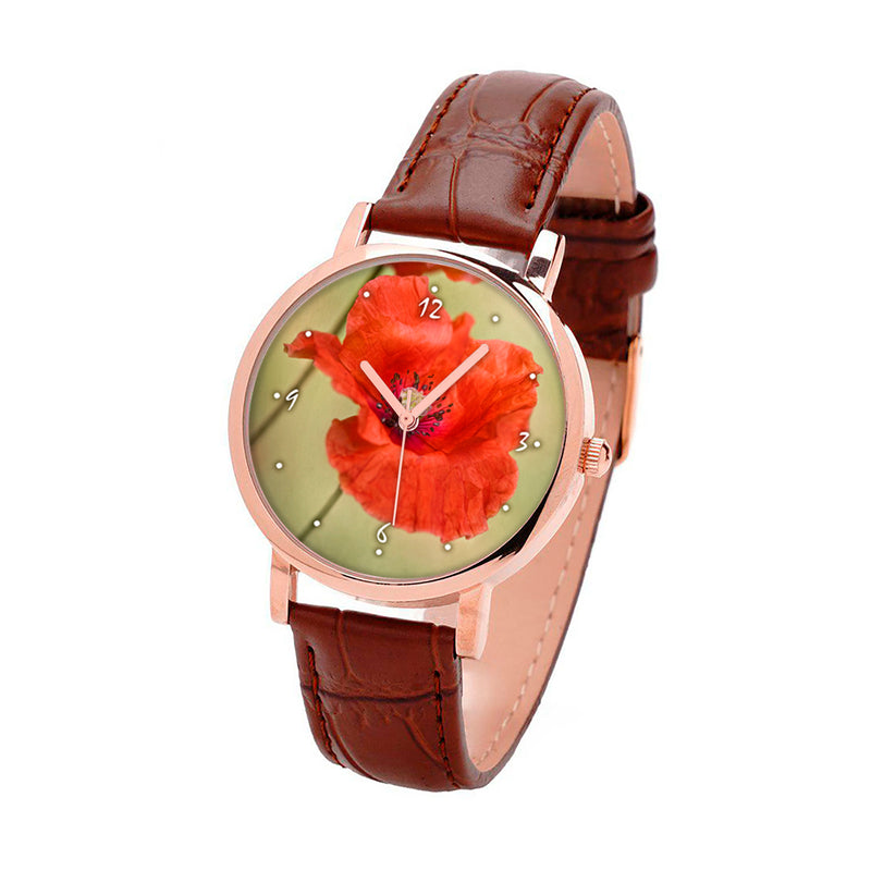 Scarlet Poppy Flower Watch