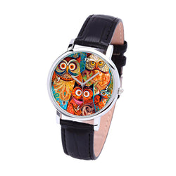 Funny Colored Owls Watch