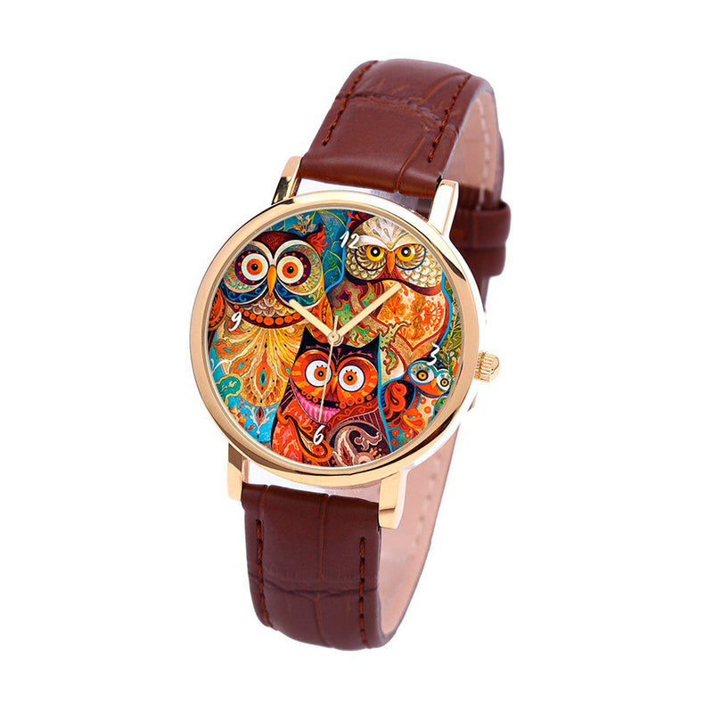 Funny Colored Owls Watch