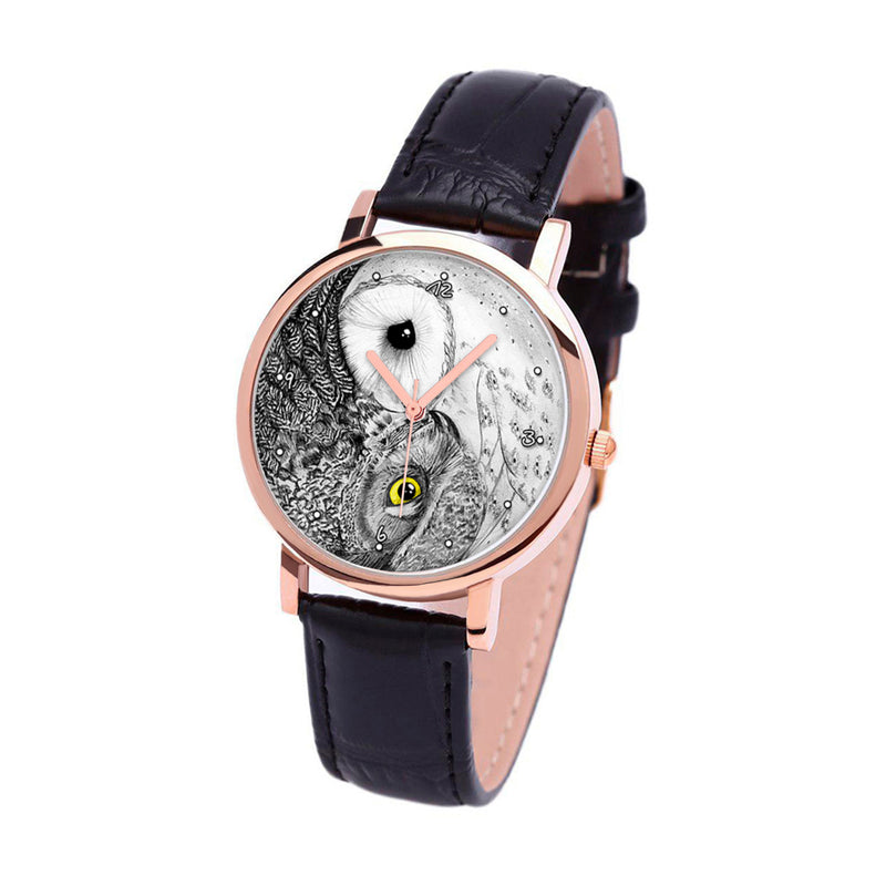 Owls Watch - Unique Gift - Yin Yang Owls Watch - Owl Jewelry - Owl Lover Gift - Yin Yang Jewelry