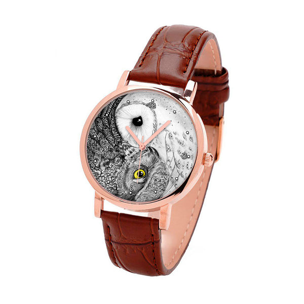 Owls Watch - Unique Gift - Yin Yang Owls Watch - Owl Jewelry - Owl Lover Gift - Yin Yang Jewelry