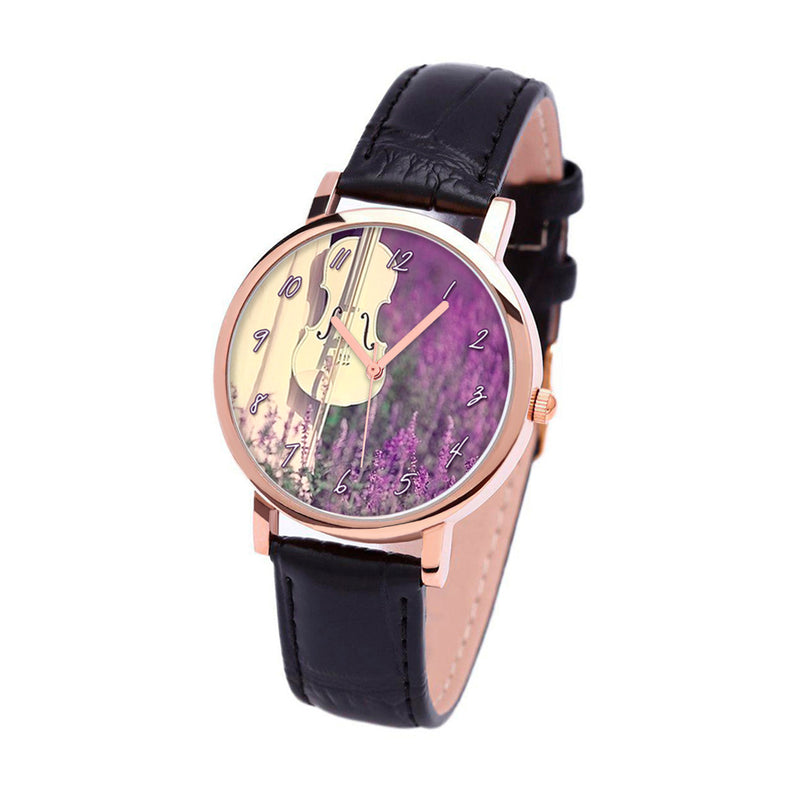 Violin And Lavender Romantic Watch