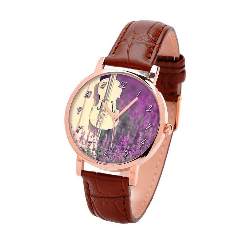 Violin And Lavender Romantic Watch