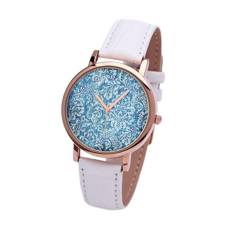 White And Blue Design Watch
